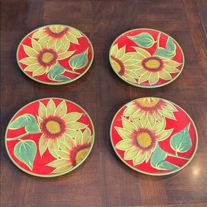 Nel Whatmore Certified International Sunburst Sunflower Foral Luncheon Plates